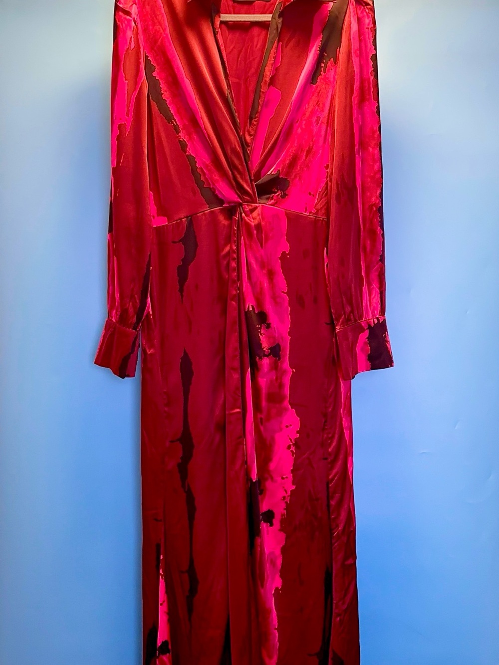 Gabriella Long Sleeve Maxi Dress-Fuchsia, Magenta and Burgundy - Picture 10 of 11